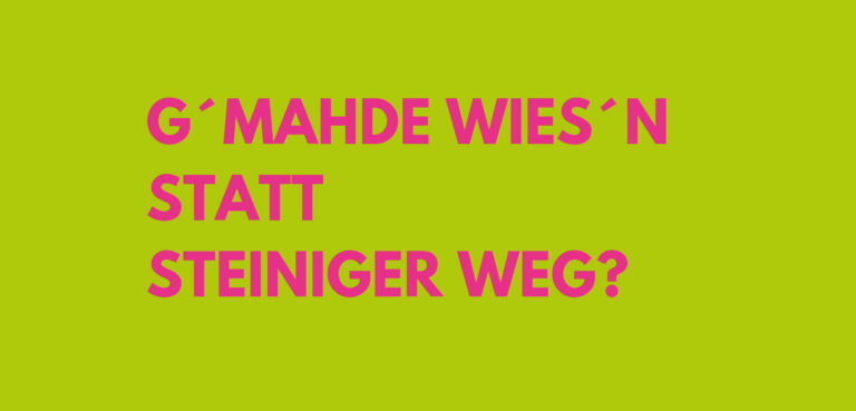 G´mahde Wiese´n statt steiniger Weg
